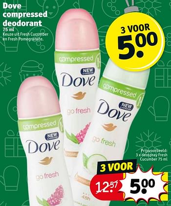 Promoties Deospray fresh cucumber - Dove - Geldig van 18/12/2018 tot 23/12/2018 bij Kruidvat
