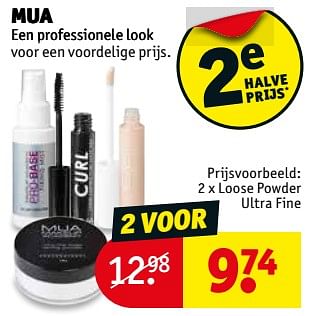 Promoties Loose powder ultra fine - MUA - Geldig van 18/12/2018 tot 23/12/2018 bij Kruidvat