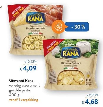 Promoties Giovanni rana volledig assortiment gevulde pasta - Rana - Geldig van 14/12/2018 tot 31/12/2018 bij OKay