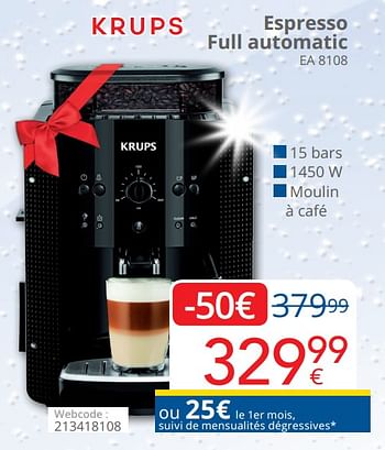 Promoties Krups espresso full automatic ea 8108 - Krups - Geldig van 10/12/2018 tot 31/12/2018 bij Eldi