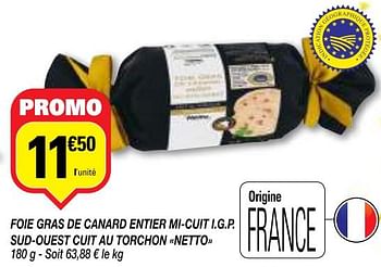 Le Foie Gras de canard entier mi cuit au torchon IGP