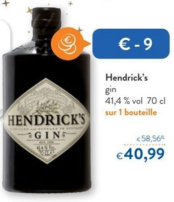 Promotions Hendrick`s gin 41,4 % - Hendrick's - Valide de 14/12/2018 à 31/12/2018 chez OKay
