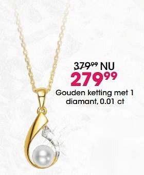 Promoties Gouden ketting met 1 diamant, 0.01 ct - Huismerk - Lucardi - Geldig van 17/12/2018 tot 31/12/2018 bij Lucardi
