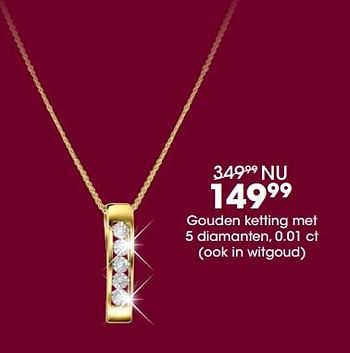 Promoties Gouden ketting met 5 diamanten, 0.01 ct - Huismerk - Lucardi - Geldig van 17/12/2018 tot 31/12/2018 bij Lucardi