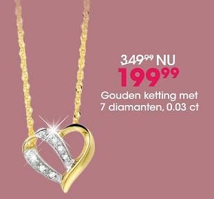 Promoties Gouden ketting met 7 diamanten, 0.03 ct - Huismerk - Lucardi - Geldig van 17/12/2018 tot 31/12/2018 bij Lucardi