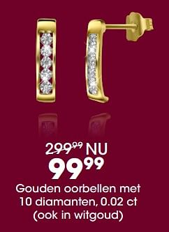 Promoties Gouden oorbellen met 10 diamanten, 0.02 ct - Huismerk - Lucardi - Geldig van 17/12/2018 tot 31/12/2018 bij Lucardi
