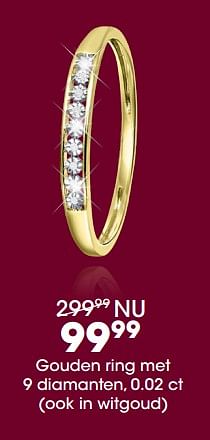 Promoties Gouden ring met 9 diamanten, 0.02 ct - Huismerk - Lucardi - Geldig van 17/12/2018 tot 31/12/2018 bij Lucardi