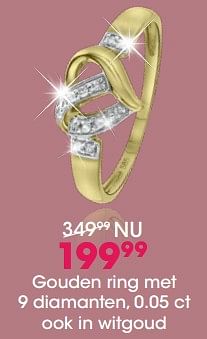 Promoties Gouden ring met 9 diamanten, 0.05 ct ook in witgoud - Huismerk - Lucardi - Geldig van 17/12/2018 tot 31/12/2018 bij Lucardi