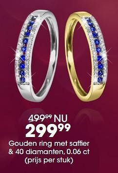 Promoties Gouden ring met saffier + 40 diamanten, 0.06 ct - Huismerk - Lucardi - Geldig van 17/12/2018 tot 31/12/2018 bij Lucardi
