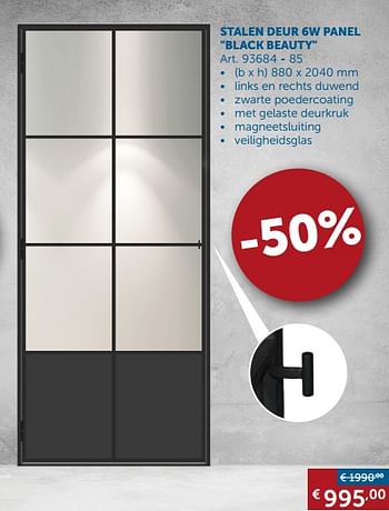 Promoties Stalen deur 6w panel black beauty - Huismerk - Zelfbouwmarkt - Geldig van 27/12/2018 tot 28/01/2019 bij Zelfbouwmarkt