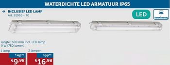 Promoties Waterdichte led armatuur ip65 inclusief led lamp - Huismerk - Zelfbouwmarkt - Geldig van 27/12/2018 tot 28/01/2019 bij Zelfbouwmarkt