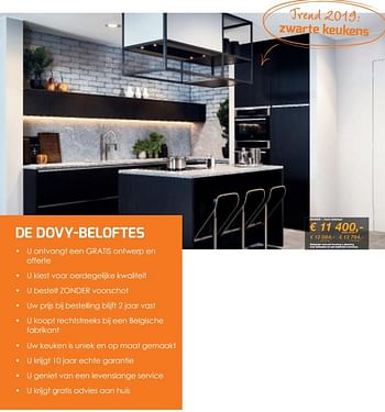 Promoties Design zwart laminaat - Huismerk - Dovy Keukens - Geldig van 01/01/2019 tot 31/01/2019 bij Dovy Keukens