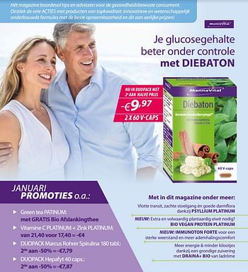 Promoties Je glucosegehalte beter onder controle met diebaton - Mannavital - Geldig van 31/12/2018 tot 04/02/2019 bij Mannavita