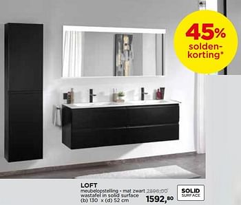 Promoties Loft meubelopstelling - mat zwart wastafel in solid surface - Storke - Geldig van 27/12/2018 tot 31/01/2019 bij X2O