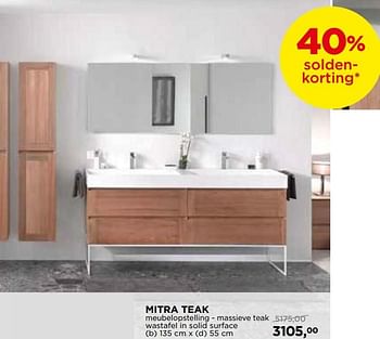 Promotions Mitra teak meubelopstelling - massieve teak wastafel in solid surface - Balmani - Valide de 27/12/2018 à 31/01/2019 chez X2O