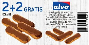 Promoties 2+2 gratis éclairs - Huismerk - Alvo - Geldig van 02/01/2019 tot 15/01/2019 bij Alvo