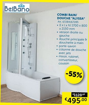 Promotions Combi bain- douche alyssa - Belbano - Valide de 27/12/2018 à 28/01/2019 chez Zelfbouwmarkt