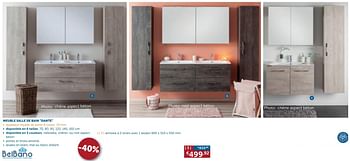 Promotions Meuble salle de bain dante armoire à 2 tiroirs avec 1 lavabo - Belbano - Valide de 27/12/2018 à 28/01/2019 chez Zelfbouwmarkt