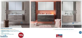 Promotions Meuble salle de bain dante armoire à 2 tiroirs avec 2 lavabos - Belbano - Valide de 27/12/2018 à 28/01/2019 chez Zelfbouwmarkt