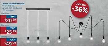 Promotions Lampe suspendue noire - Produit maison - Zelfbouwmarkt - Valide de 27/12/2018 à 28/01/2019 chez Zelfbouwmarkt
