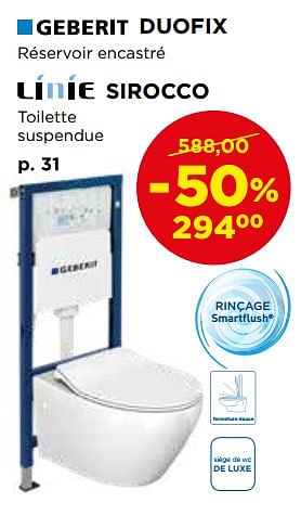 Promoties Duofix réservoir encastré - sirocco toilette suspendue - Huismerk - X2O - Geldig van 27/12/2018 tot 31/01/2019 bij X2O
