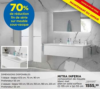 Promotions Mitra inferia composition de meuble blanc mat plan en solid surface - Balmani - Valide de 27/12/2018 à 31/01/2019 chez X2O