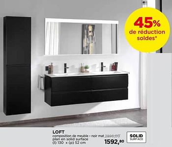 Promoties Loft composition de meuble - noir mat plan en solid surface - Storke - Geldig van 27/12/2018 tot 31/01/2019 bij X2O