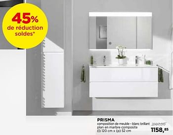 Promotions Prisma composition de meuble - blanc brillant plan en marbre composite - Storke - Valide de 27/12/2018 à 31/01/2019 chez X2O