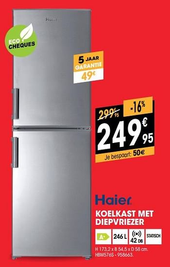 Promoties Haier koelkast met diepvriezer hbm576s - Haier - Geldig van 03/01/2019 tot 24/01/2019 bij Electro Depot