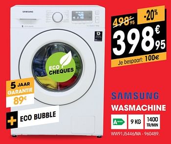 Promoties Samsung wasmachine ww91j5446-ma - Samsung - Geldig van 03/01/2019 tot 24/01/2019 bij Electro Depot