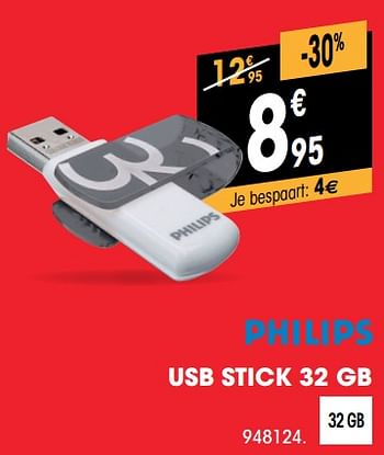 Promoties Philips usb stick 32 gb - Philips - Geldig van 03/01/2019 tot 24/01/2019 bij Electro Depot