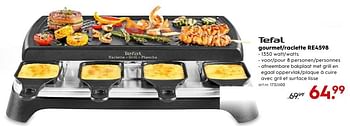 Promoties Tefal gourmet-raclette re4598 - Tefal - Geldig van 19/12/2018 tot 31/12/2018 bij Blokker