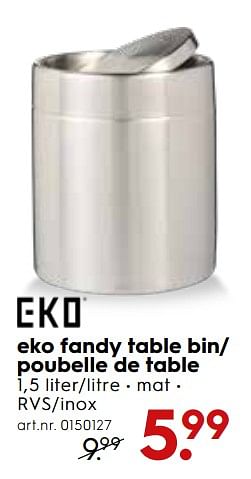 Promoties Eko eko fandy table bin- poubelle de table - Eko - Geldig van 19/12/2018 tot 31/12/2018 bij Blokker