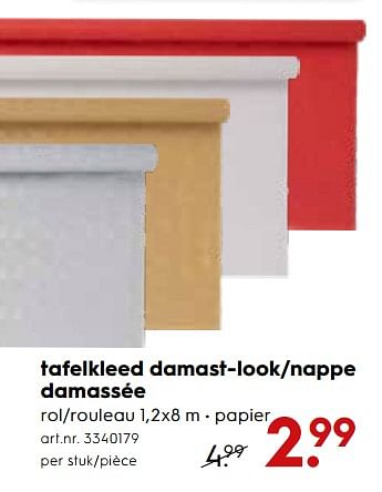 Promoties Tafelkleed damast-look-nappe damassée - Huismerk - Blokker - Geldig van 19/12/2018 tot 31/12/2018 bij Blokker