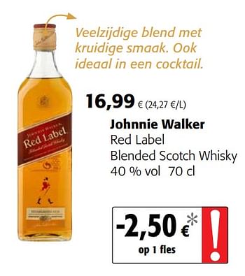 Intiem plek vers Johnnie Walker Johnnie walker red label blended scotch whisky - Promotie  bij Colruyt