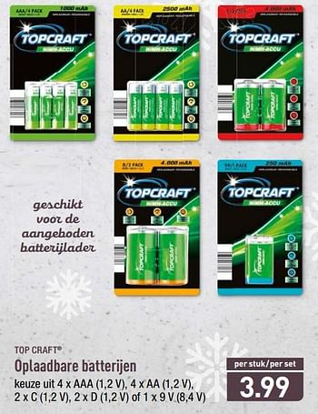 Kwadrant Occlusie deadline Top Craft Oplaadbare batterijen - Promotie bij Aldi