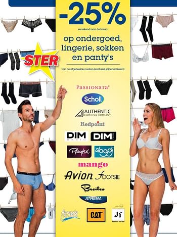 Promoties -25% op ondergoed, lingerie, sokken en panty`s - Huismerk - Makro - Geldig van 02/01/2019 tot 15/01/2019 bij Makro