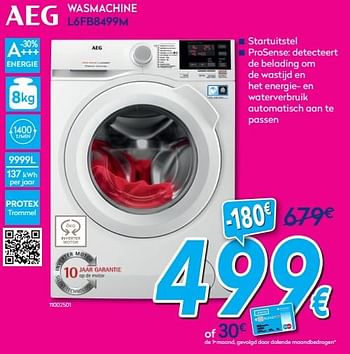 Promoties Aeg wasmachine l6fb8499m - AEG - Geldig van 02/01/2019 tot 31/01/2019 bij Krefel