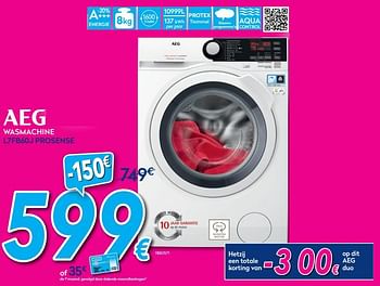 Promoties Aeg wasmachine l7fb60j prosense - AEG - Geldig van 02/01/2019 tot 31/01/2019 bij Krefel