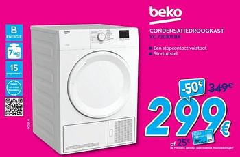 Promoties Beko condensatiedroogkast kc 720301 bx - Beko - Geldig van 02/01/2019 tot 31/01/2019 bij Krefel