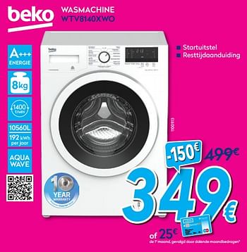Promoties Beko wasmachine wtv8140xwo - Beko - Geldig van 02/01/2019 tot 31/01/2019 bij Krefel