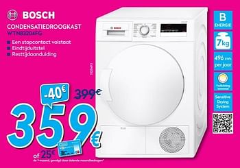 Promotions Bosch condensatiedroogkast wtn83204fg - Bosch - Valide de 02/01/2019 à 31/01/2019 chez Krefel