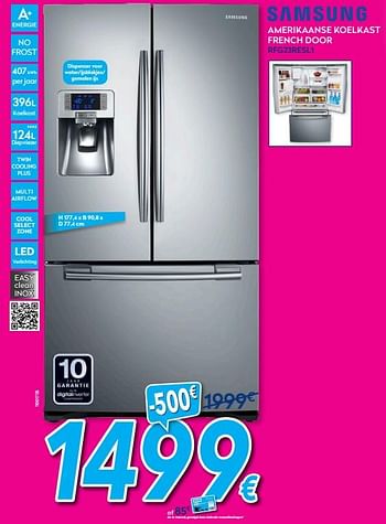 Promoties Samsung amerikaanse koelkast french door rfg23resl1 - Samsung - Geldig van 02/01/2019 tot 31/01/2019 bij Krefel