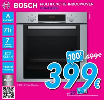 Promoties Bosch multifunctie-inbouwoven hba334bs0 - Bosch - Geldig van 02/01/2019 tot 31/01/2019 bij Krefel
