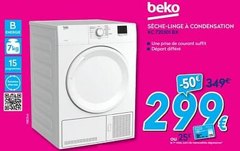 Promotions Beko sèche-linge à condensation kc 720301 bx - Beko - Valide de 02/01/2019 à 31/01/2019 chez Krefel