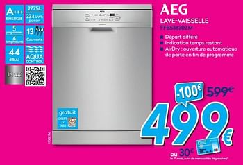 Promoties Aeg lave-vaisselle ffb53630zm - AEG - Geldig van 02/01/2019 tot 31/01/2019 bij Krefel