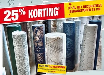 Promoties 25% korting op al het decoratieve behangpapier 53 cm - Huismerk - Brico - Geldig van 01/01/2019 tot 28/01/2019 bij Brico