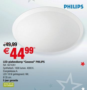 Promoties Led-plafondlamp cavanal philips - Philips - Geldig van 01/01/2019 tot 28/01/2019 bij Brico