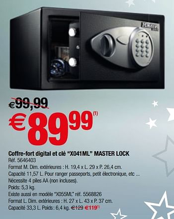 Promotions Coffre-fort digital et clé x041ml master lock - Master Lock - Valide de 01/01/2019 à 28/01/2019 chez Brico