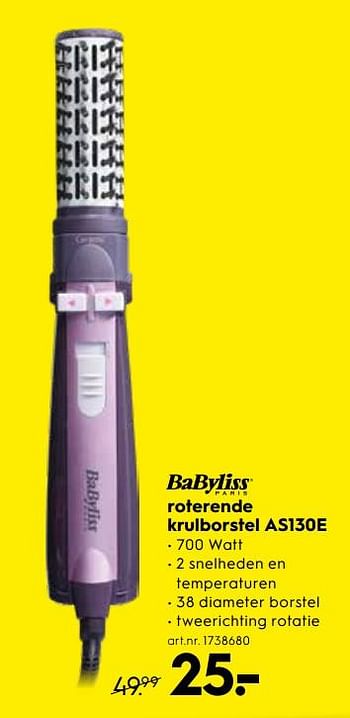 Promoties Babyliss roterende krulborstel as130e - Babyliss - Geldig van 03/01/2019 tot 31/01/2019 bij Blokker